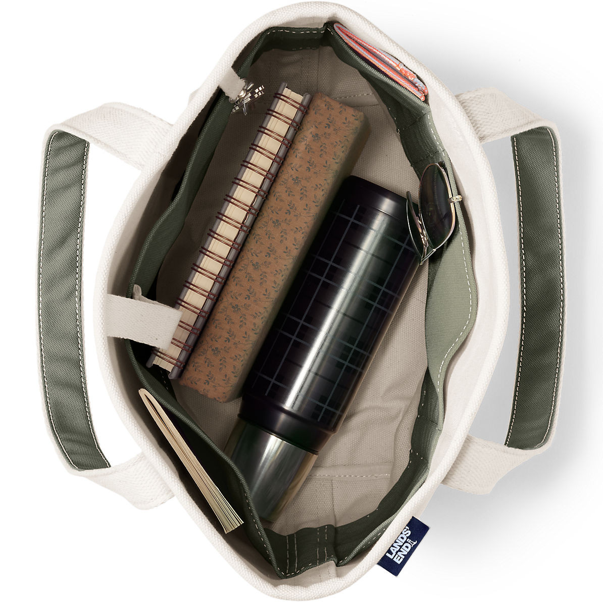 Medium Natural 5 Pocket Open Top Canvas Tote Bag | Lands' End (US)