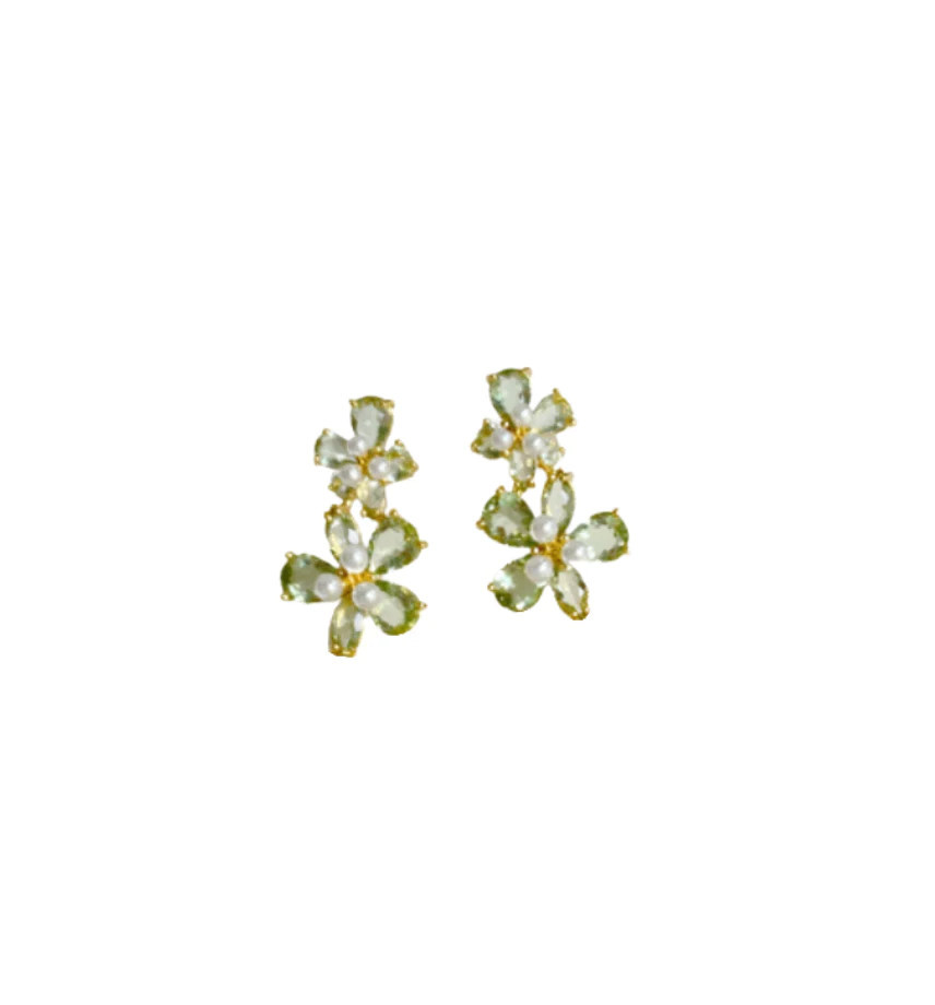 mayfair mini sage green floral drop earrings | Nicola Bathie Jewelry