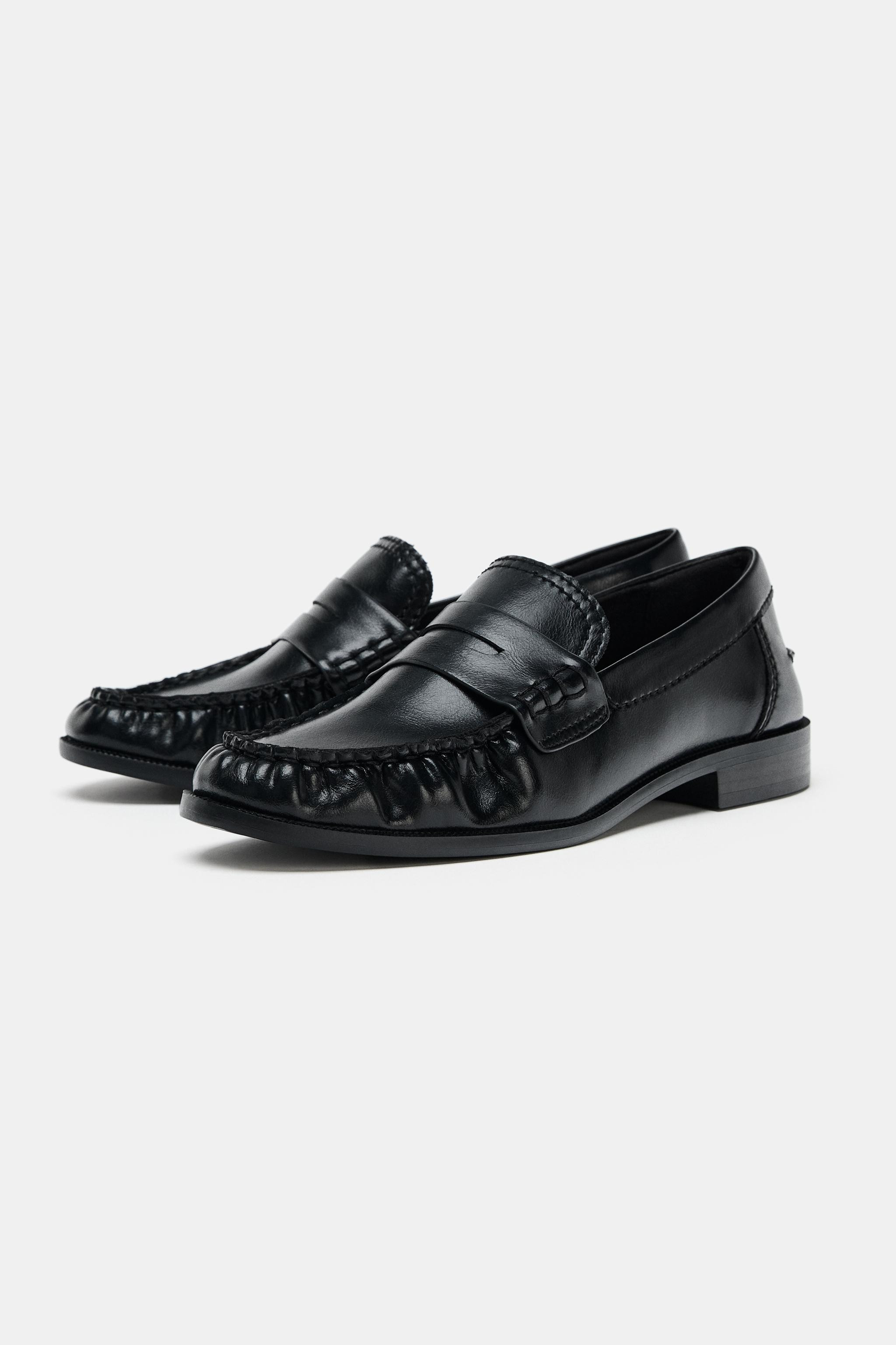 RUFFLED LOW HEEL LOAFERS | Zara US