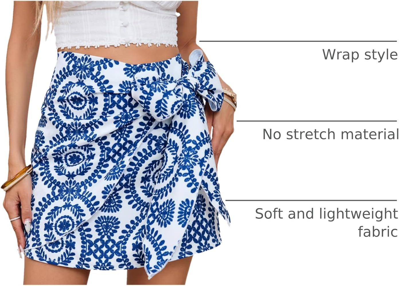 Milumia Women's Summer Boho Wrap Skirt Floral Print High Waisted Knot Side Short Vacation Beach M... | Amazon (US)
