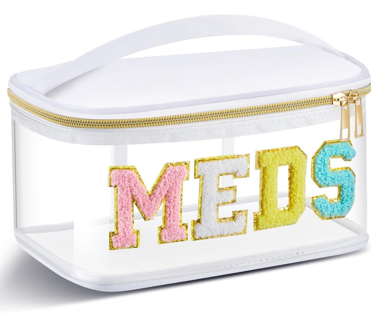 Geetery Chenille Letter Bag Nylon Makeup Portable Cases Preppy Patch Makeup Bag with Zipper Cosmetic Toiletry Storage case for Women(White,Stylish Meds

#LTKTravel #LTKFamily #LTKGiftGuide