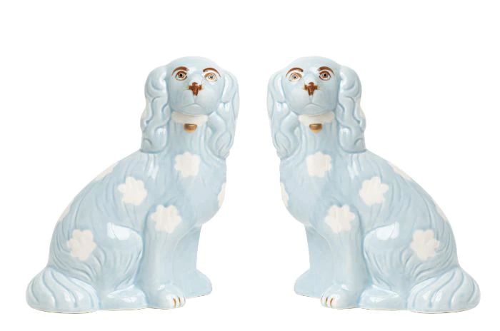 Page Pale Blue Staffordshire Pair of Dogs | Dashing Trappings