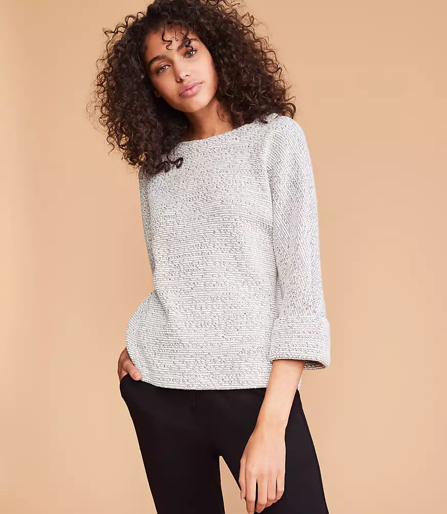 Lou & Grey Tweedy Cuffed Top | LOFT | LOFT