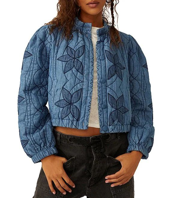 Free People Quinn Quilted Patchwork Button Front Long Sleeve Jacket | Dillard's | Dillard's