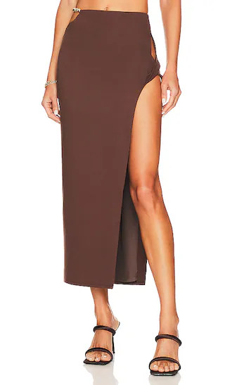 Holly Midi Skirt in Chocolate Brown | Revolve Clothing (Global)