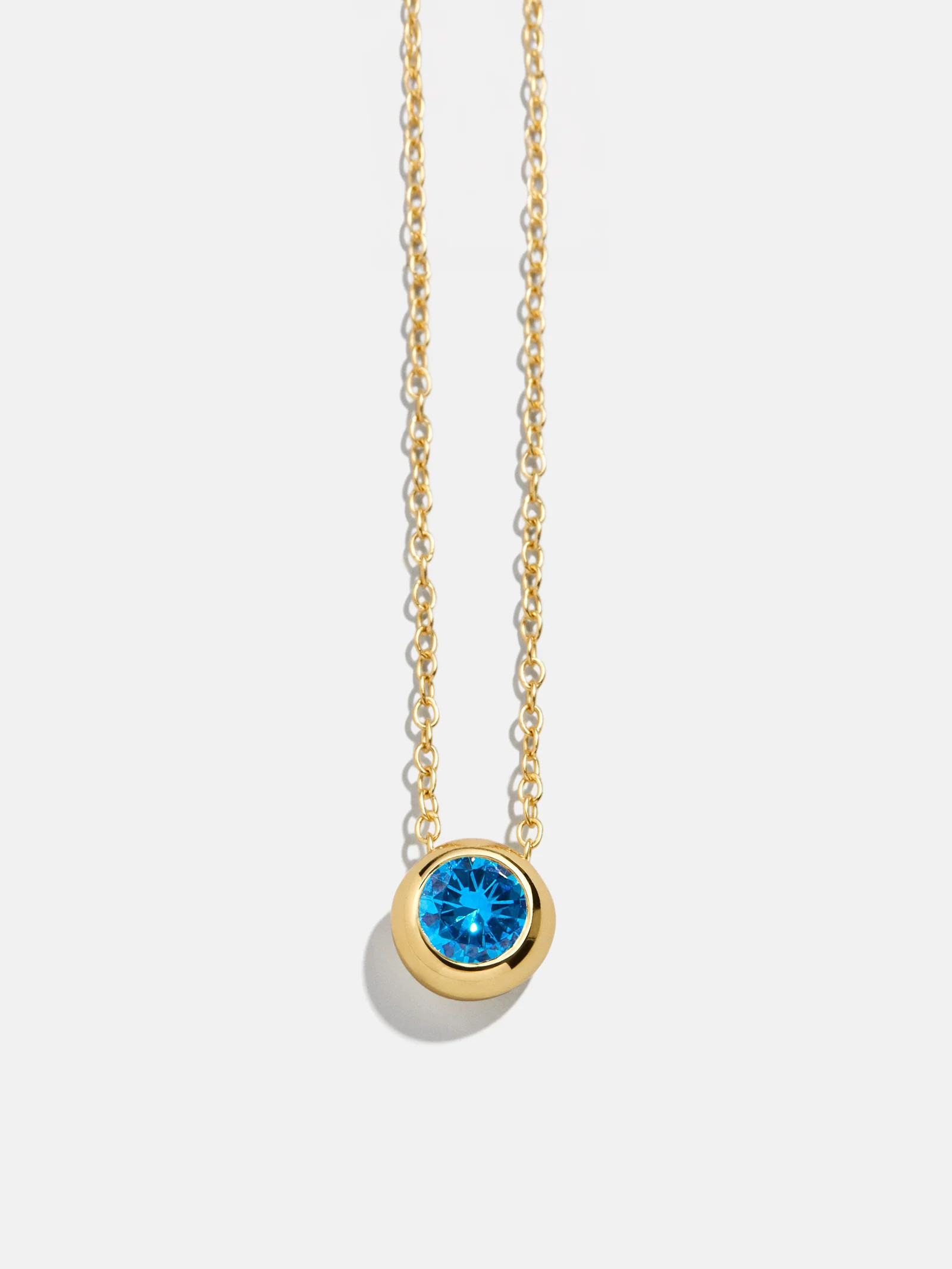 18K Gold Birthstone Pendant Necklace - Blue Zircon | BaubleBar