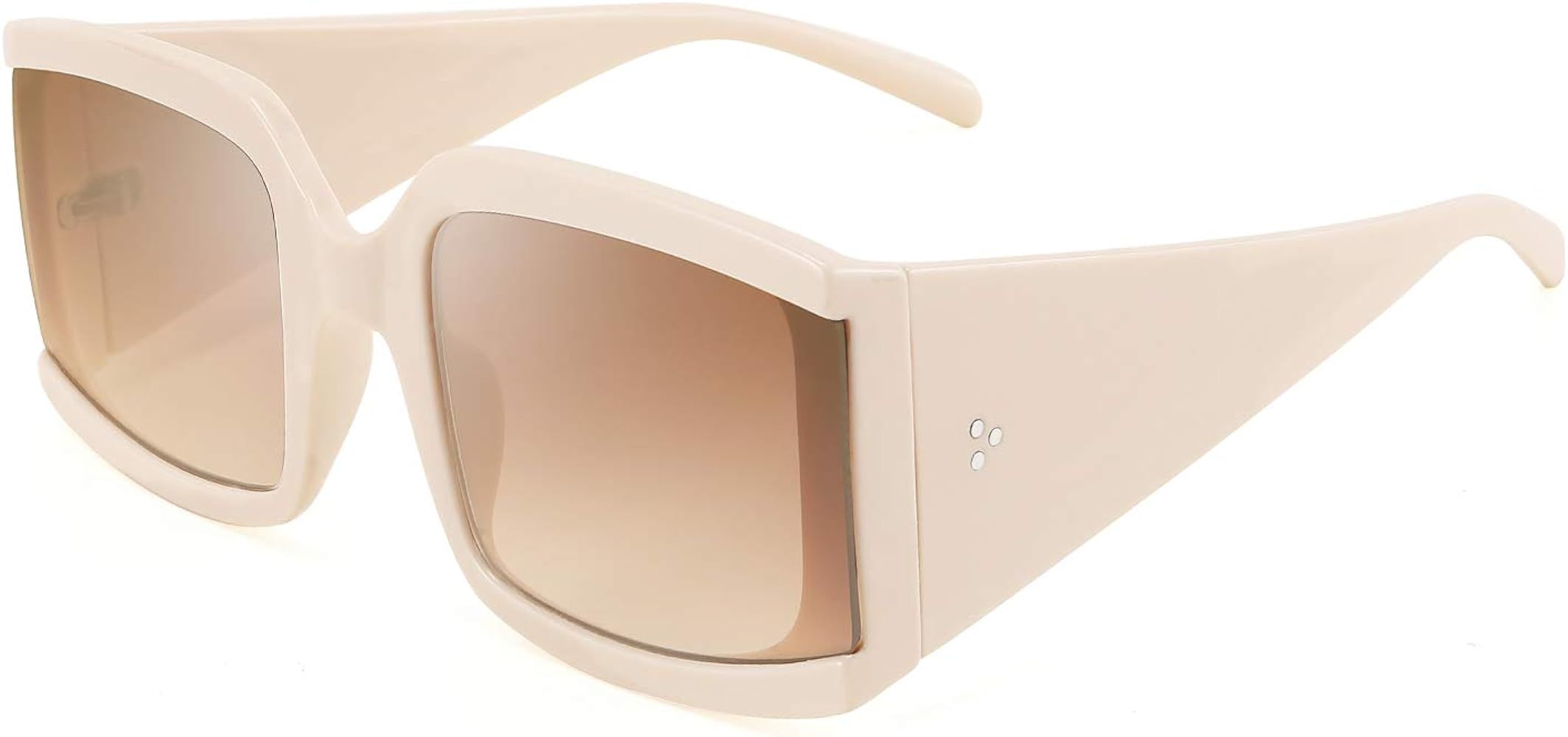 FEISEDY Vintage Shades Oversized Luxury Square Sunglasses Thick Eyewear Frame Men Women B2672 | Amazon (US)