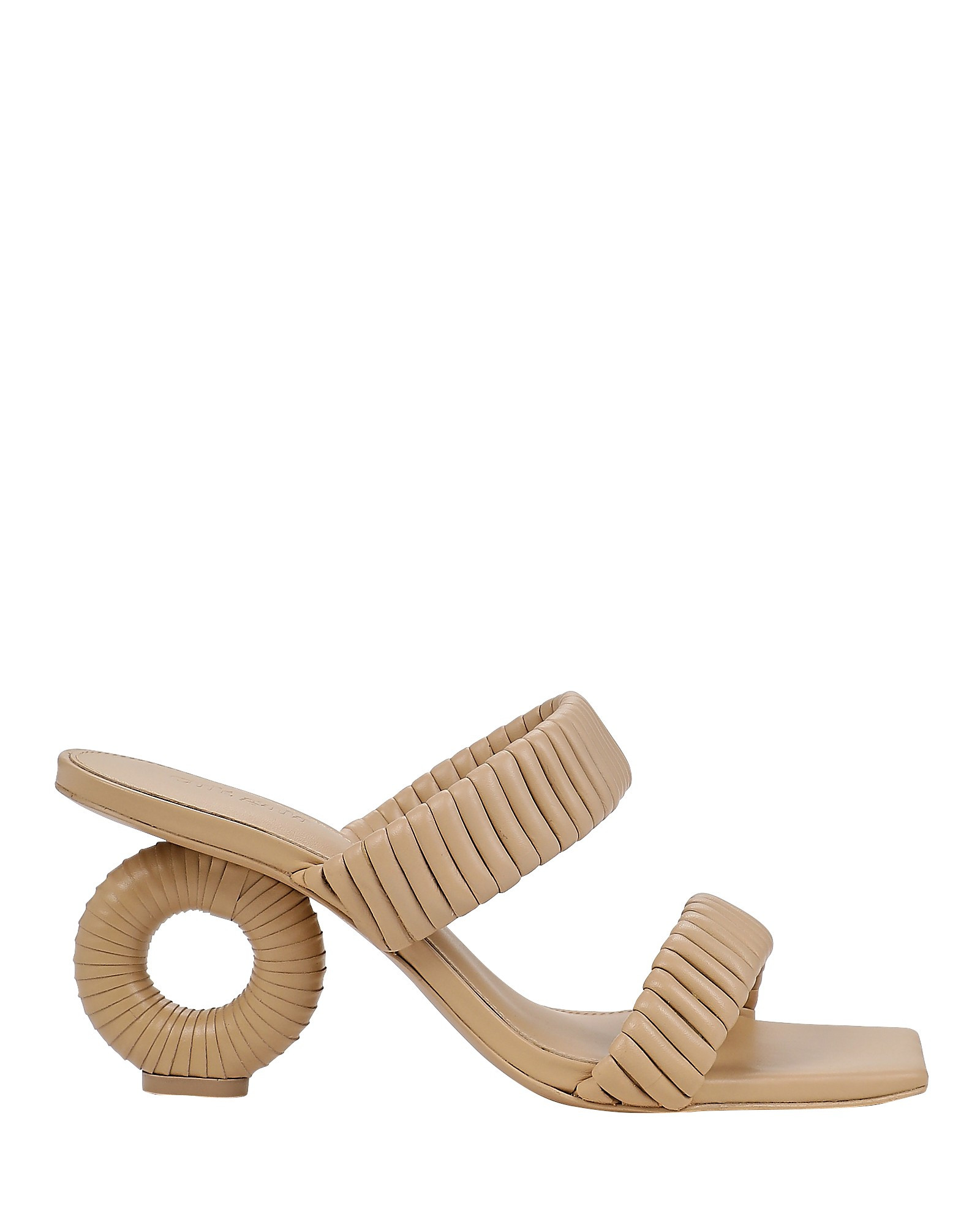 Cult Gaia Valence Leather Slide Sandals, Brown 37 | INTERMIX
