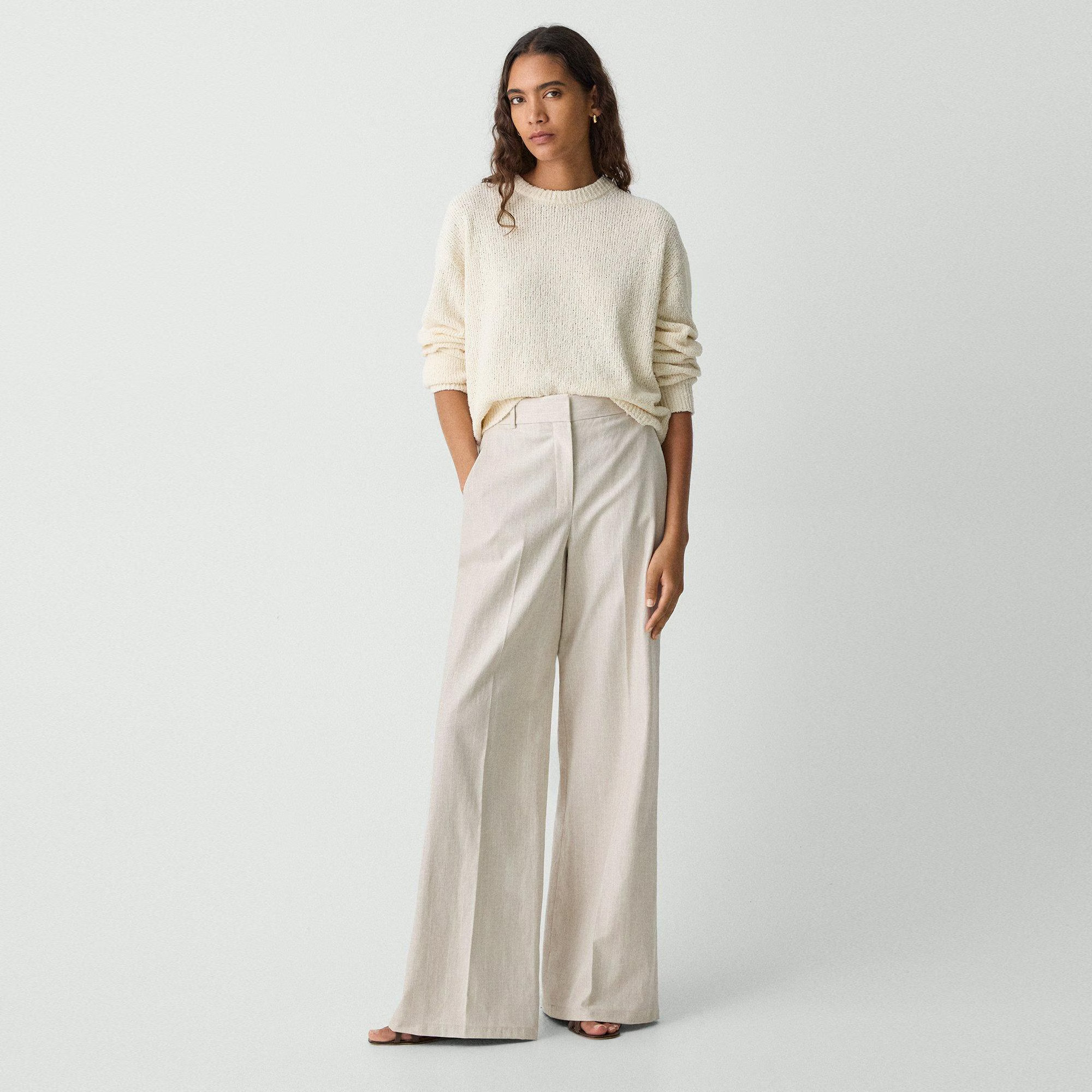 High-Waist Wide-Leg Pant in Striped Canvas | Theory