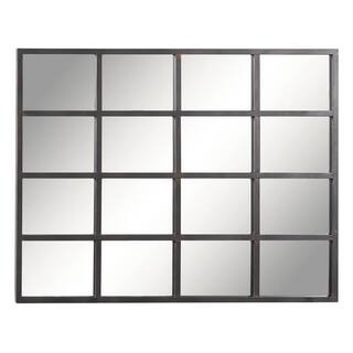 35 in. x 45 in. Rectangle Window Pane Inspired Black Glass Wall Mirror | The Home Depot