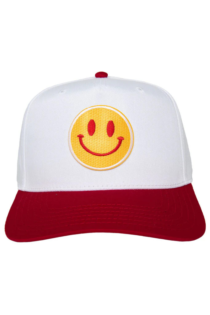 Red/Yellow Happy Face Two-Toned Vintage Hat | Katydid.com