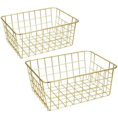 Wire Baskets Gold 2 Pack Wire Basket Organizing Storage Crafts Decor Kitchen (Gold ) | Walmart (US)