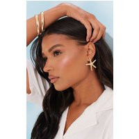 Gold Oversized Starfish Statement Earrings | PrettyLittleThing US