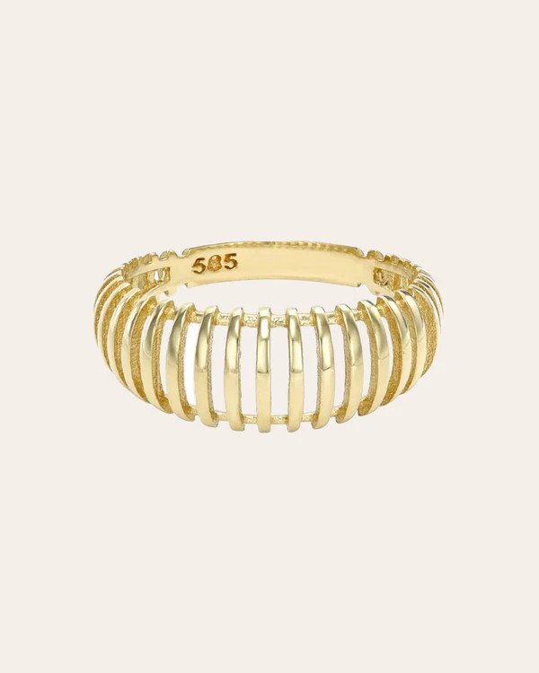 14K Gold Open Dome Ring | Zoe Lev Jewelry