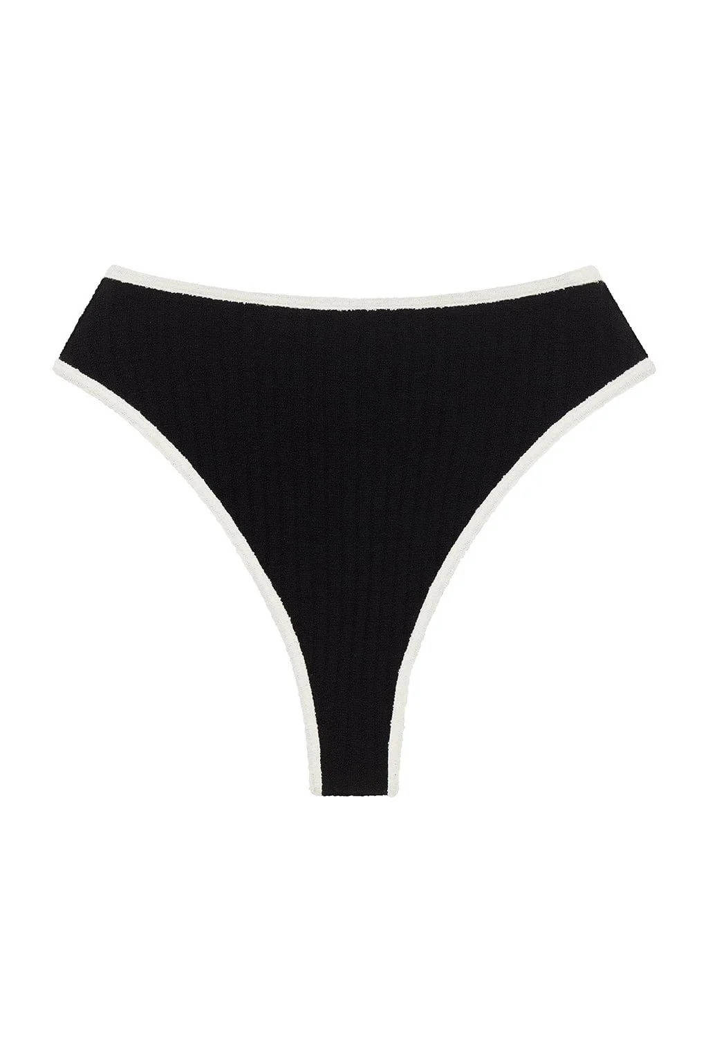 Black (Cream Binded) Terry Rib Paula Bikini Bottom | Montce