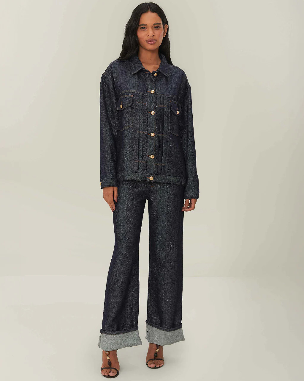 Denim Shine Wide Leg Pants | ban.do