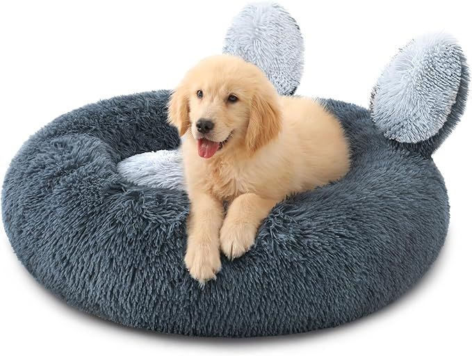 Calming Donut Dog Bed for Small Dogs and Cats, Comfort Round Dog Bed, Anti Anxiety Washable Dog B... | Amazon (US)