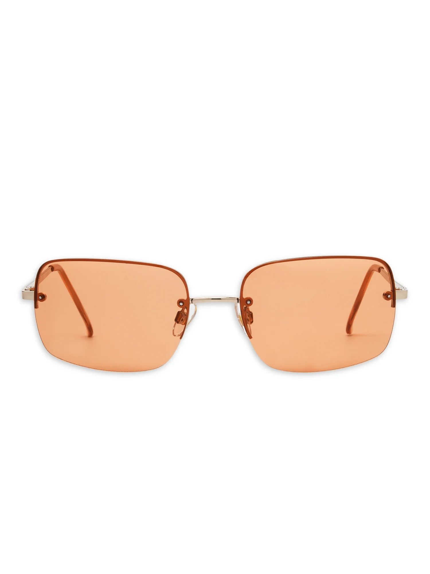 No Boundaries Women's Rectangle Gold Sunglasses - Walmart.com | Walmart (US)