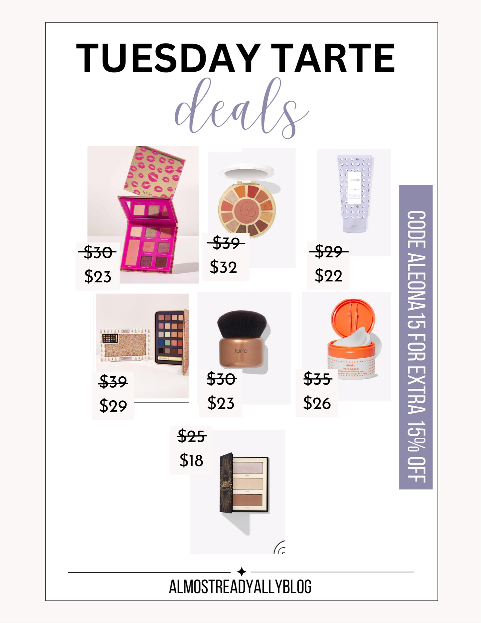 𝕋𝕌𝔼𝕊𝔻𝔸𝕐 𝕋𝔸ℝ𝕋𝔼 𝔻𝔼𝔸𝕃𝕊

Use code ALEONA15 for save extra 💜

#LTKSeasonal #LTKsalealert #LTKbeauty