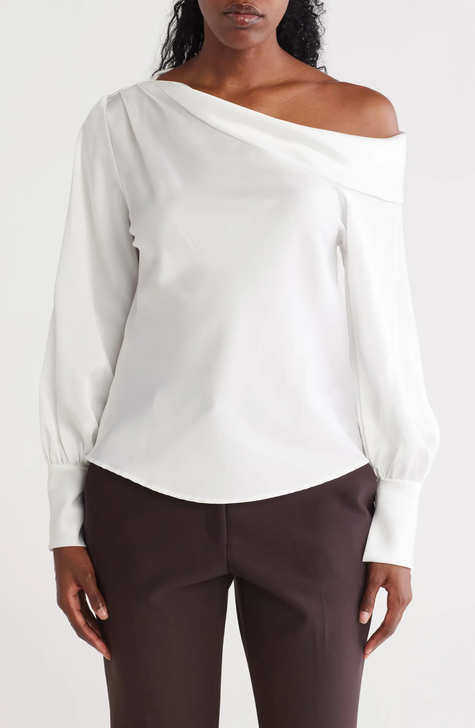 Renee C Asymmetrical Drop Shoulder Satin Top | Nordstromrack | Nordstrom Rack