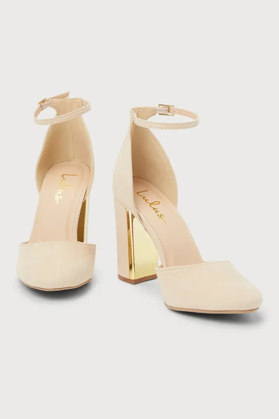 Laura Light Nude Suede Ankle Strap Heels | Lulus (US)