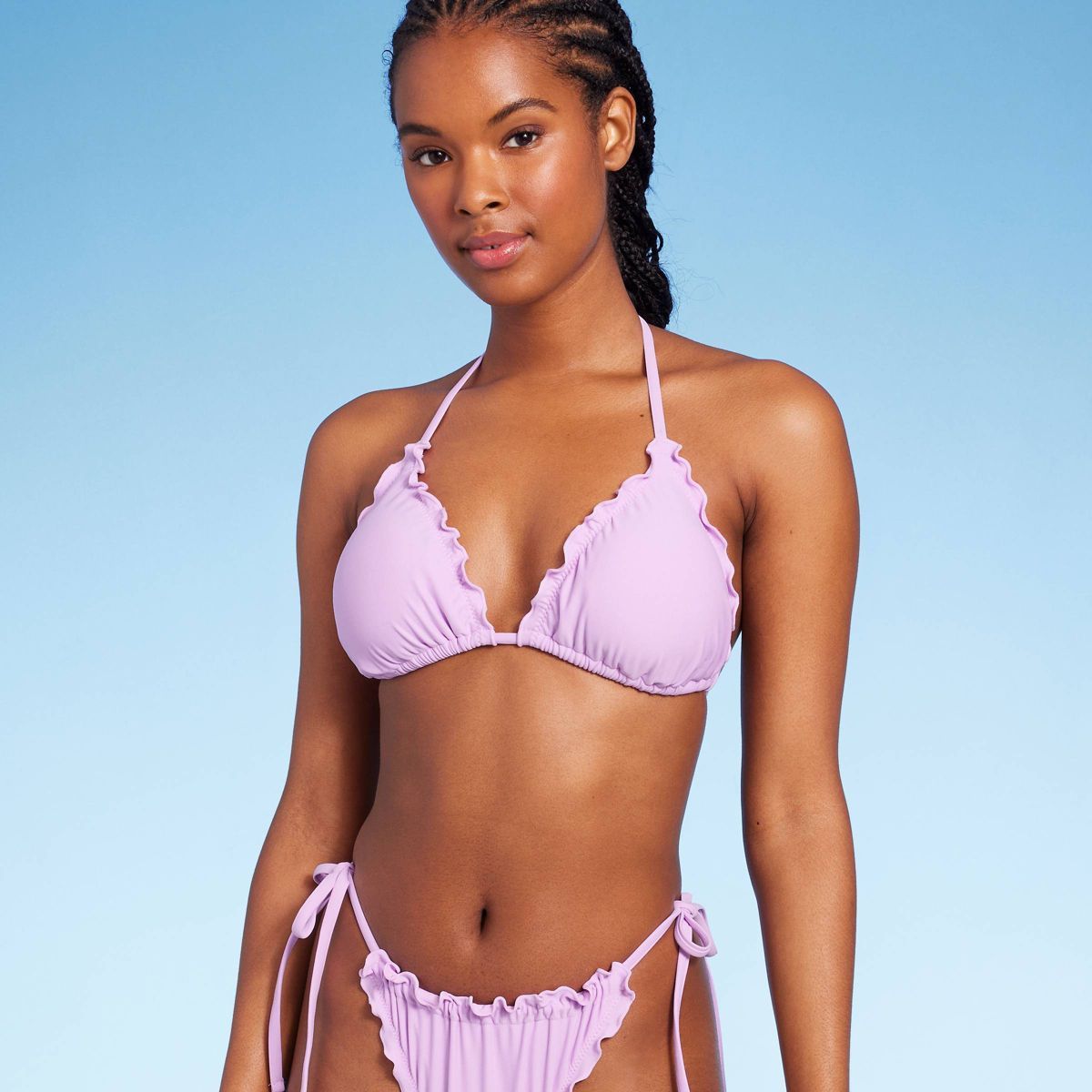 Women's Ruffle Triangle Bikini Top - Wild Fable™ Purple M | Target