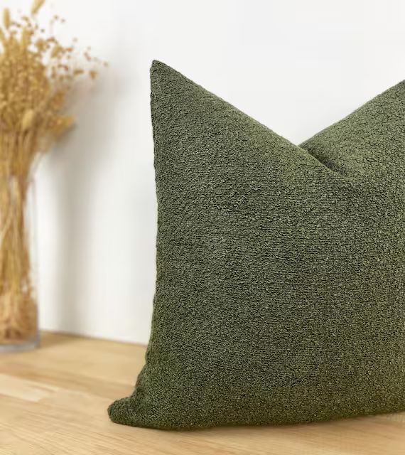 Green Boucle Pillow Cover Green Euro Sham Cover Throw Pillow - Etsy | Etsy (US)