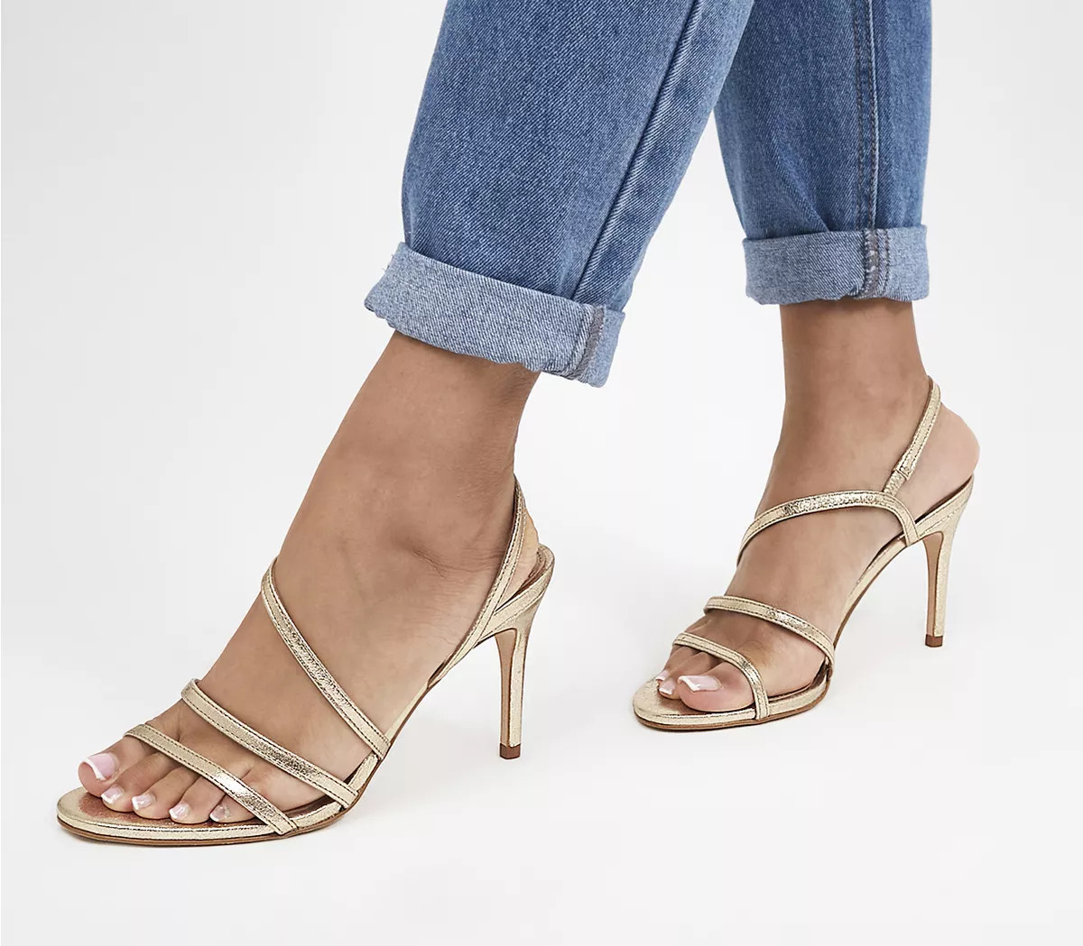 Office
								Minus Strippy Sandals
								Gold | OFFICE London (UK)