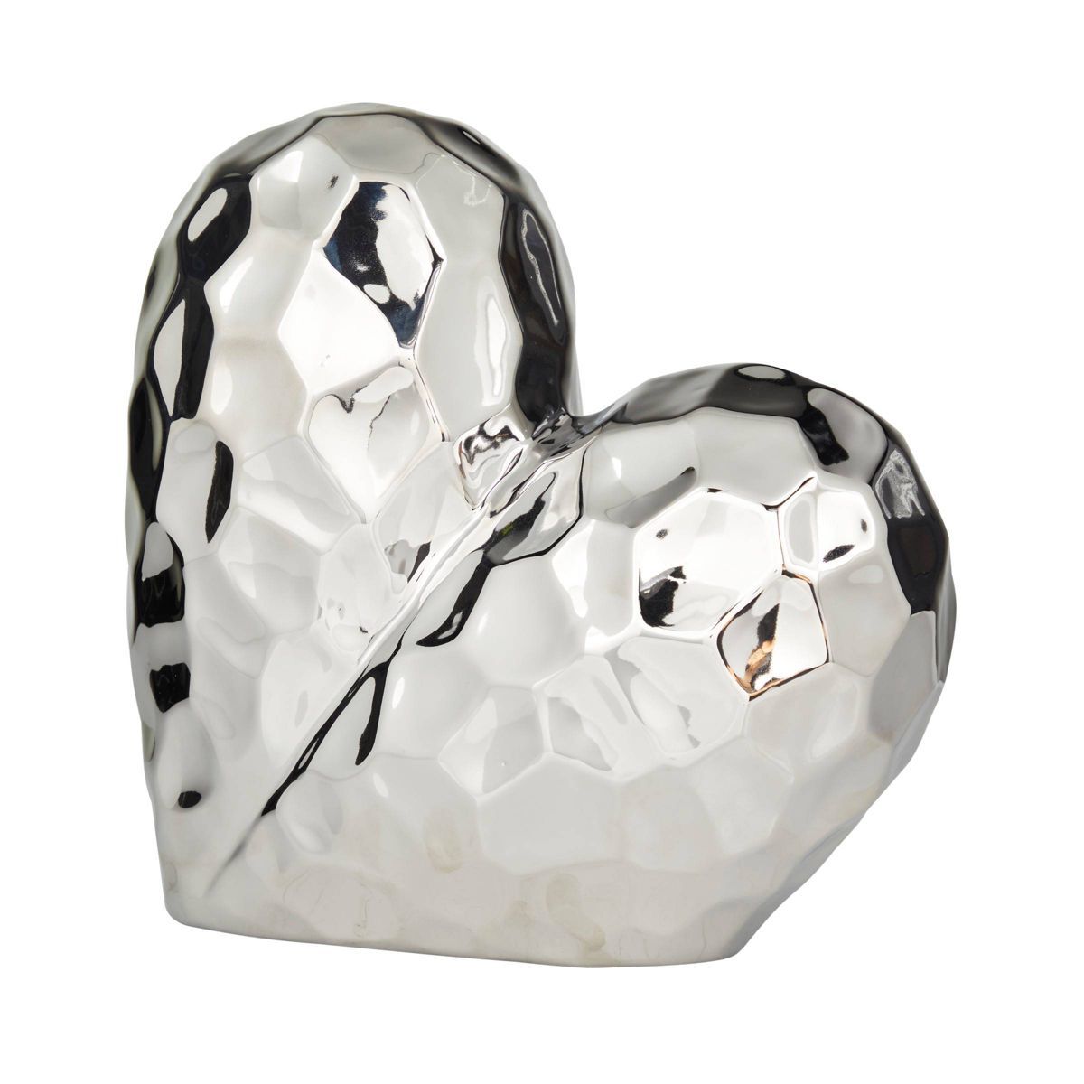 11'' x 12'' Porcelain Heart Sculpture Silver - Olivia & May | Target