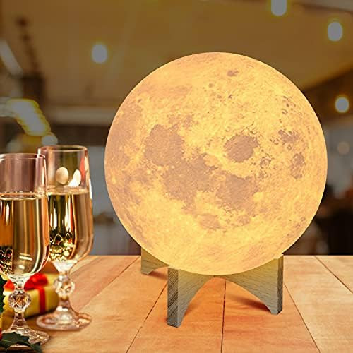 Moon Lamp, 16 Colors 7.1 Inch 3D Print LED Moon Light Dimmable with Stand Remote Touch Tap Contro... | Amazon (US)
