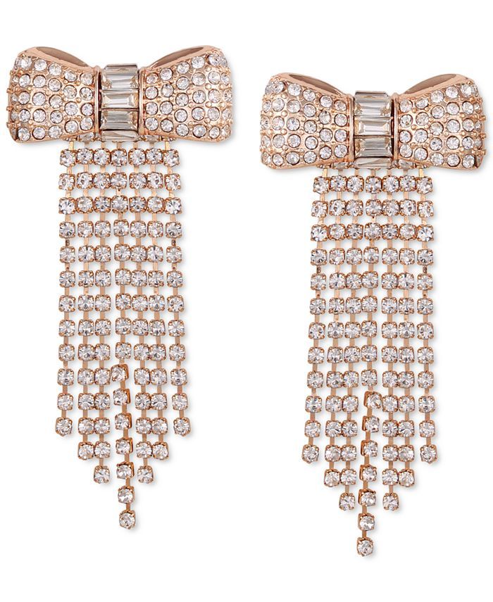 GUESS Crystal Bow & Rhinestone Fringe Statement Earrings & Reviews - Earrings - Jewelry & Watches... | Macys (US)