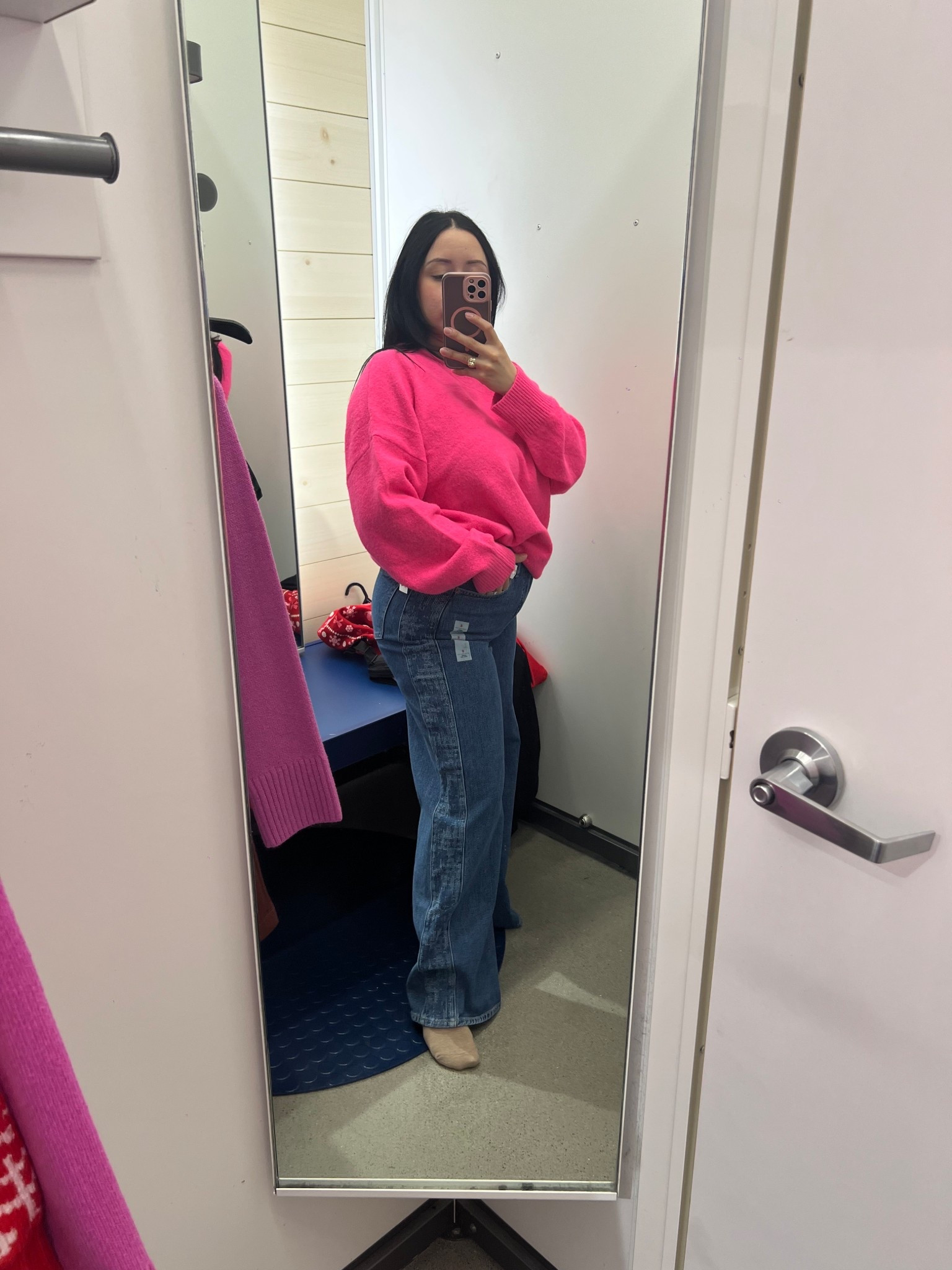 Pretty in Pink 💕 The perfect pop of color paired with jeans that have the cutest side detailing. Such an easy and chic outfit for winter. 

4’11 petite | 140lbs
Size references:
Top: Small
Jeans: size 8

#oldnavyfinds #petitefashion

#LTKHoliday #LTKgrwm #LTKootd