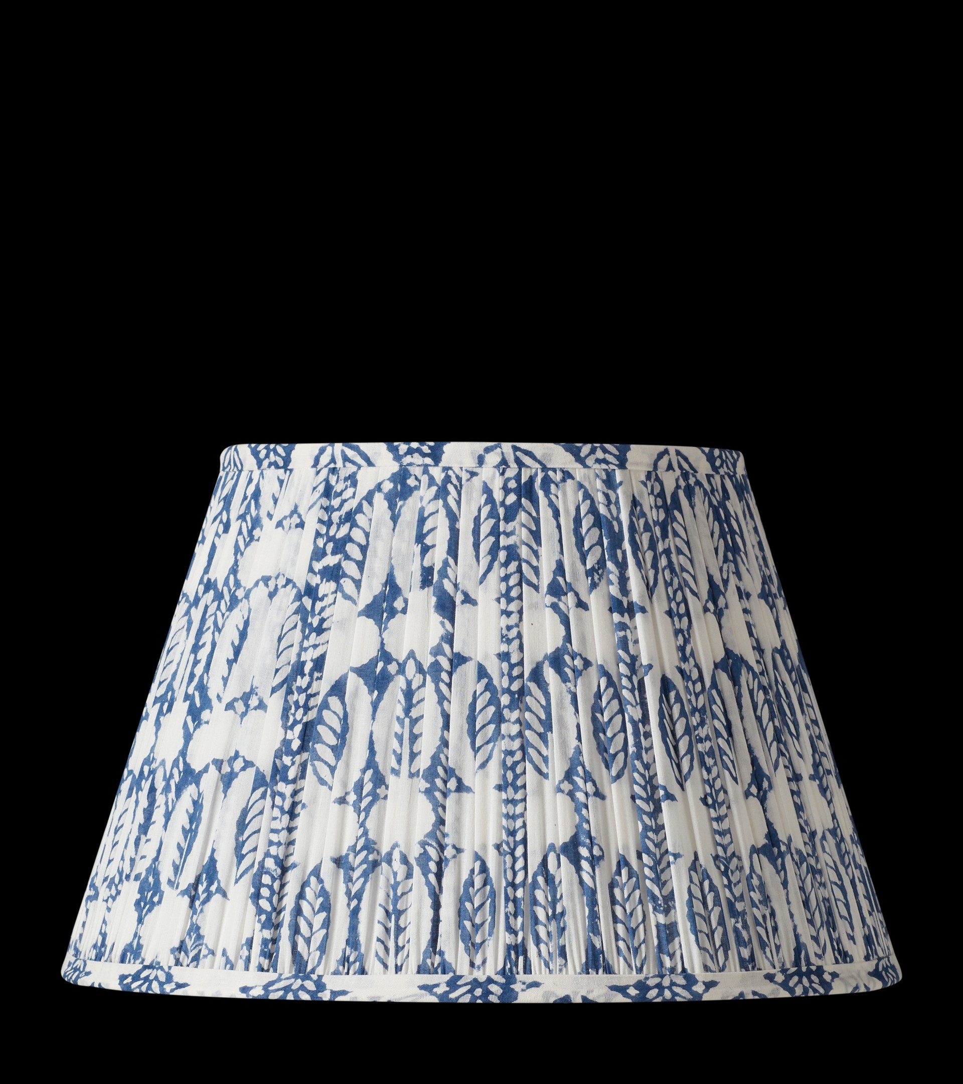 Pleated Daun Cotton Lampshade 13.5in - Indigo | OKA | OKA US