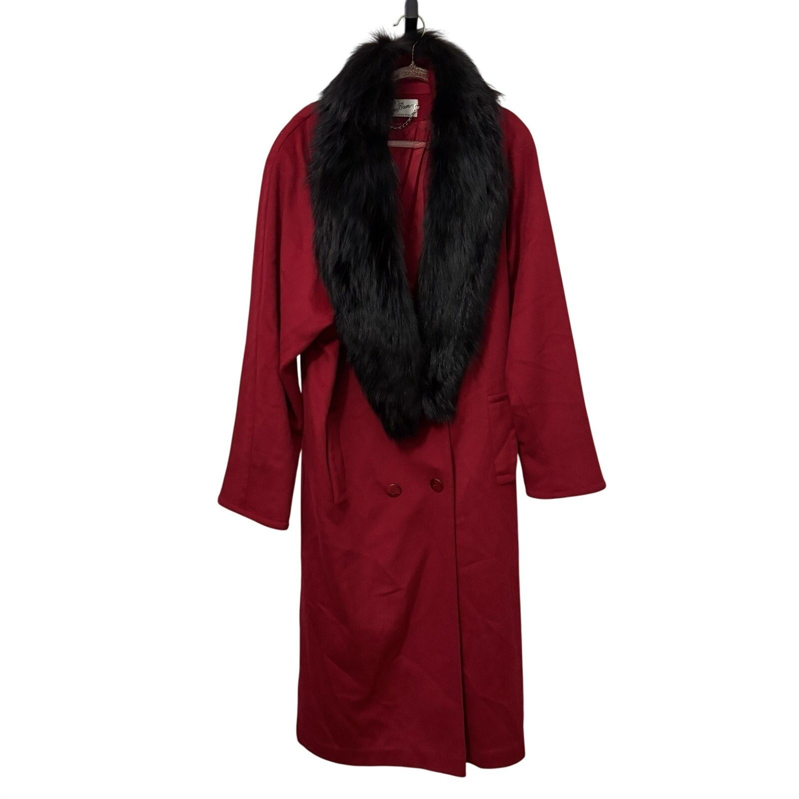 Vintage Union Made Double Breasted Wool Coat Faux Fur Collar Old Money Opera | eBay US