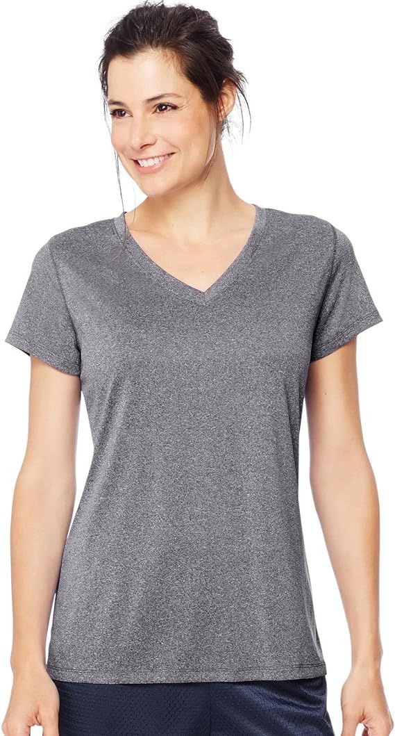 Hanes Women's Cooldri Short Sleeve Performance V-Neck T-Shirt (1 Pack) | Amazon (US)