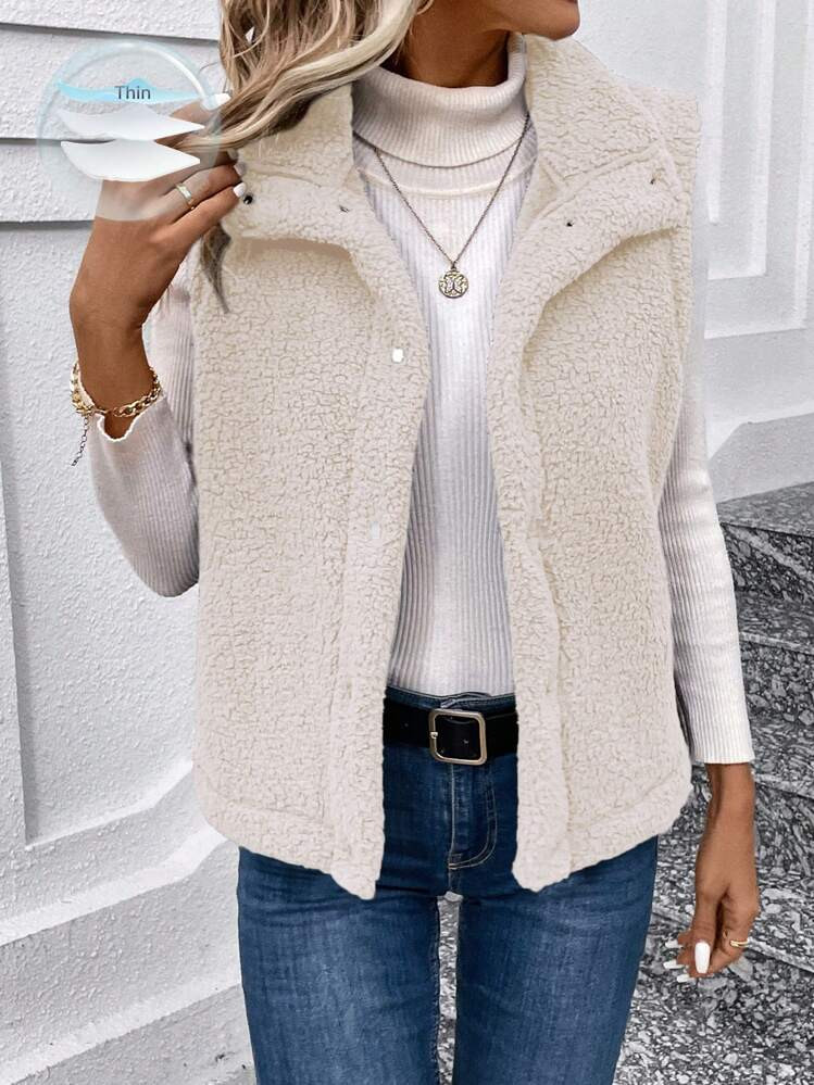 SHEIN LUNE Reversible Plush Women's Vest Jacket | SHEIN