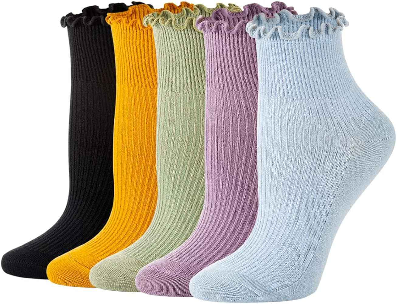 5 Pairs Unisex Crew Socks for Men and Women’s Socks Size 6-9 9-11 Long Socks | Amazon (US)