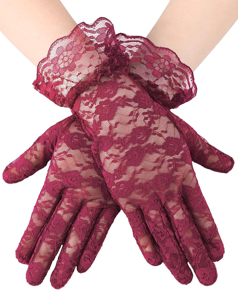 SATINIOR Ladies Lace Gloves for Women Tea Party Elegant Short Courtesy Gloves for Wedding Dinner ... | Amazon (US)