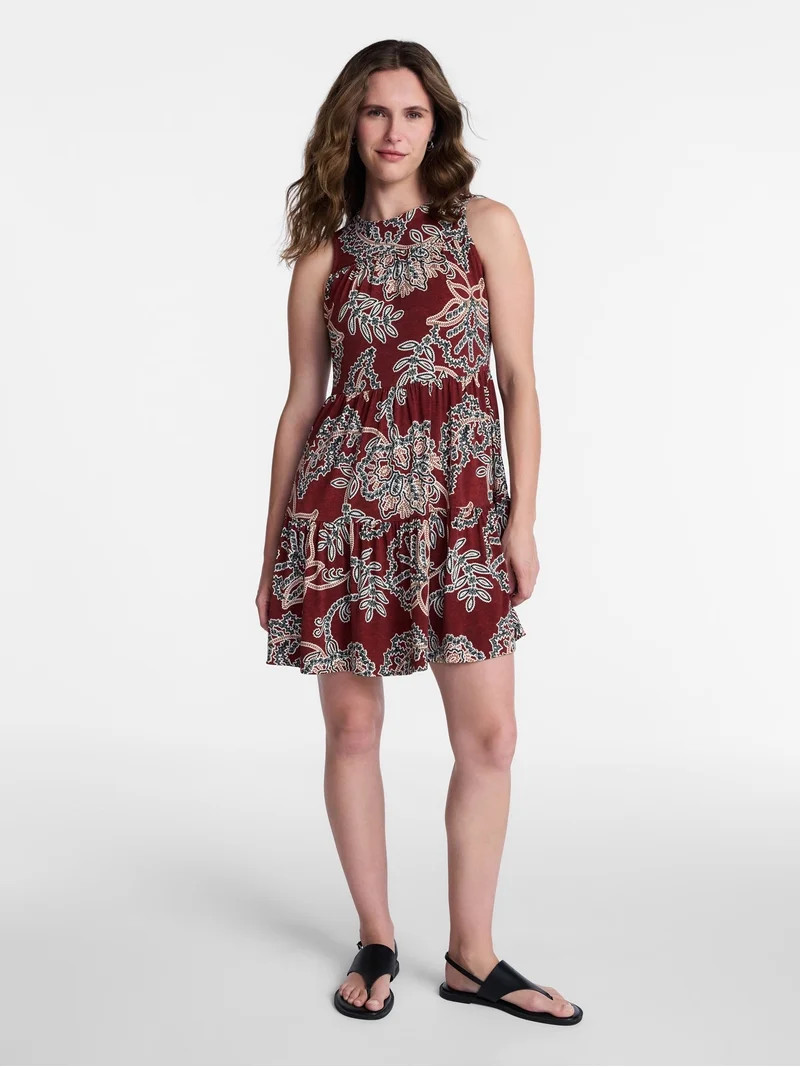 Time and Tru Women's Sleeveless Tiered Mini Dress, Sizes XS-4X | Walmart (US)