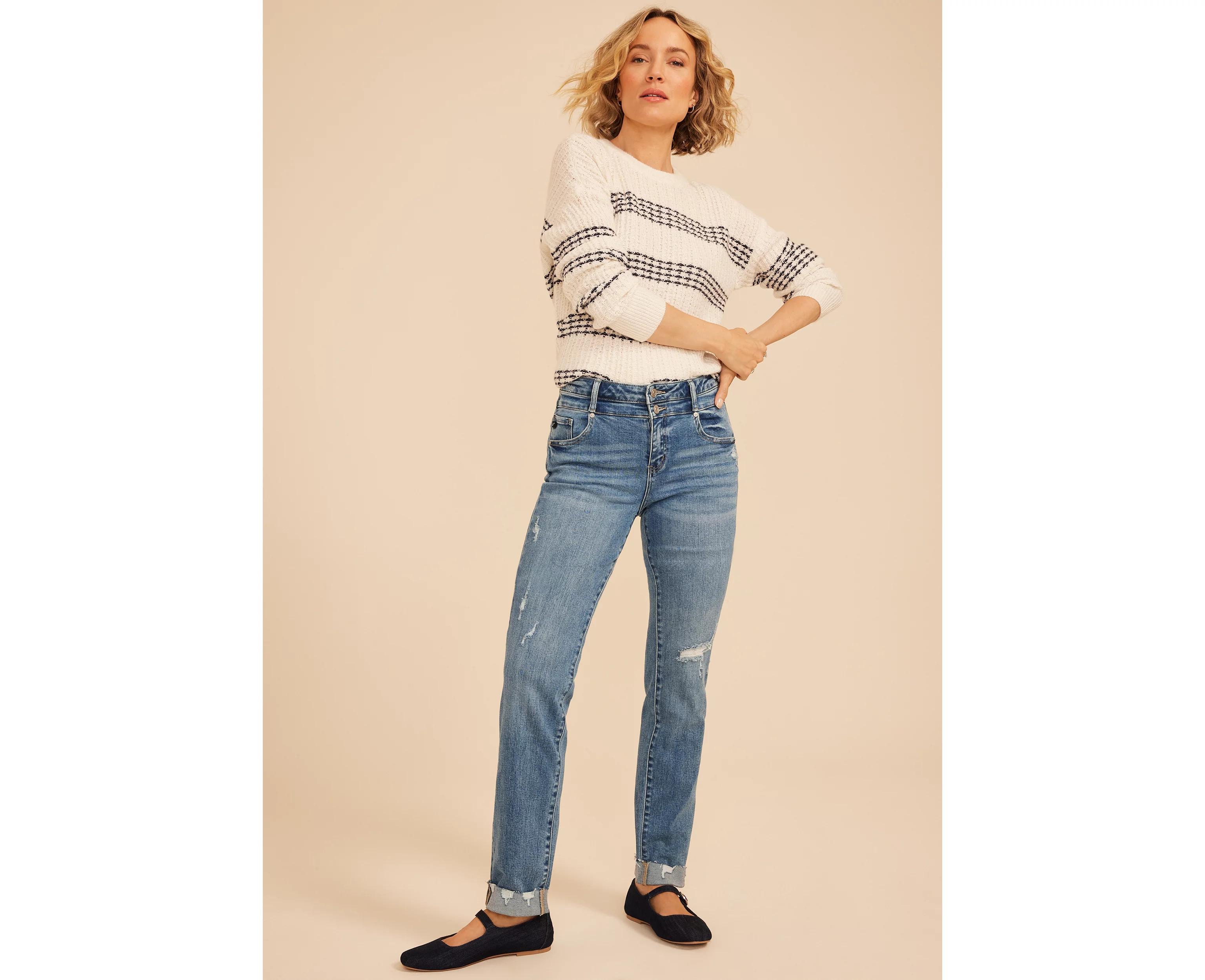 KanCan™ High Rise Double Button Straight Jean | Maurices