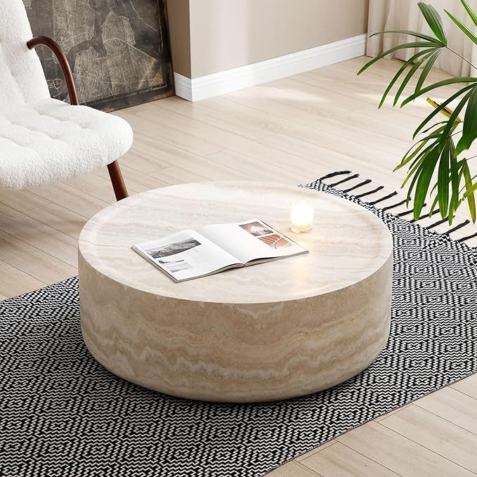 LUMISOL 35.43” Round Coffee Table for Living Room, Modern Faux Marble Center Table, Accent Circ... | Amazon (US)
