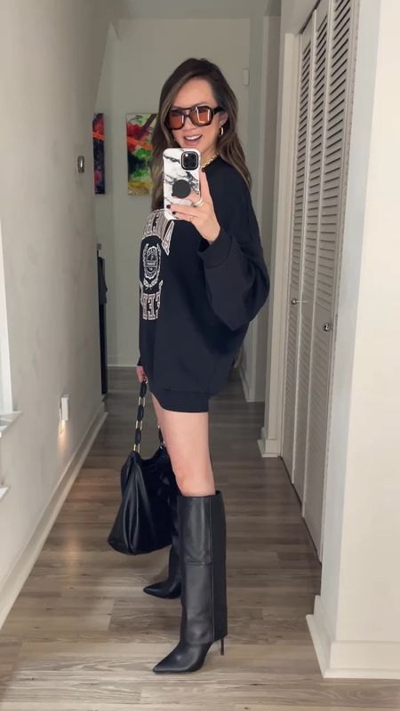 Obsessed with these boots! Will elevate any outfit! Runs TTS. Styled with this oversized sweatshirt that is so soft! Found my favorite tote back in stock!

Knee high boots, spring shoes, spring outfit, oversized sweatshirt, Steve Madden, Anine Bing, sunglasses, tote, purse, The Stylizt 





#LTKSeasonal #LTKStyleTip #LTKShoeCrush