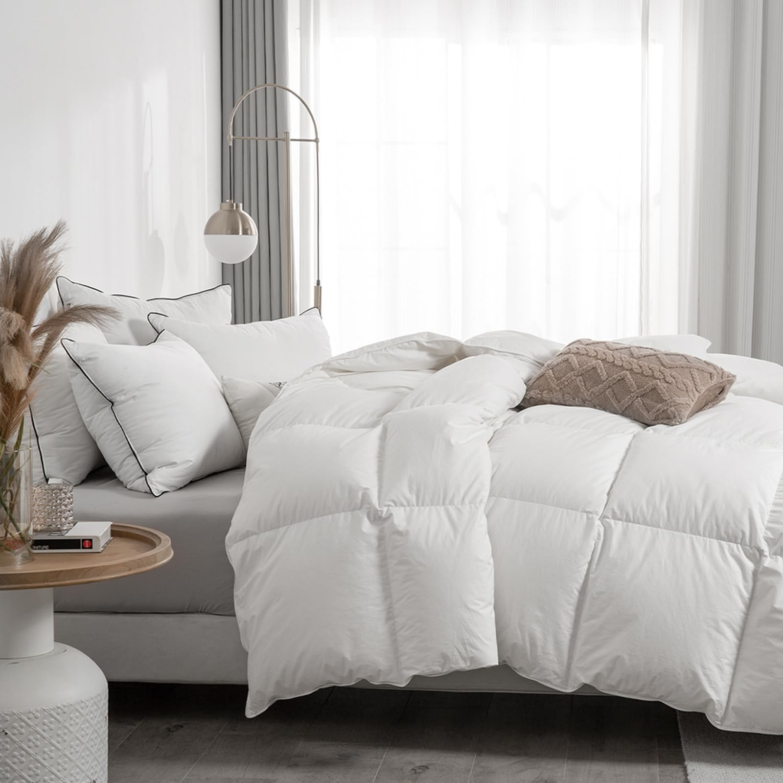 APSMILE King Size Feathers Down Comforter - Ultra Soft All Seasons 100% Organic Cotton Feathers D... | Amazon (US)