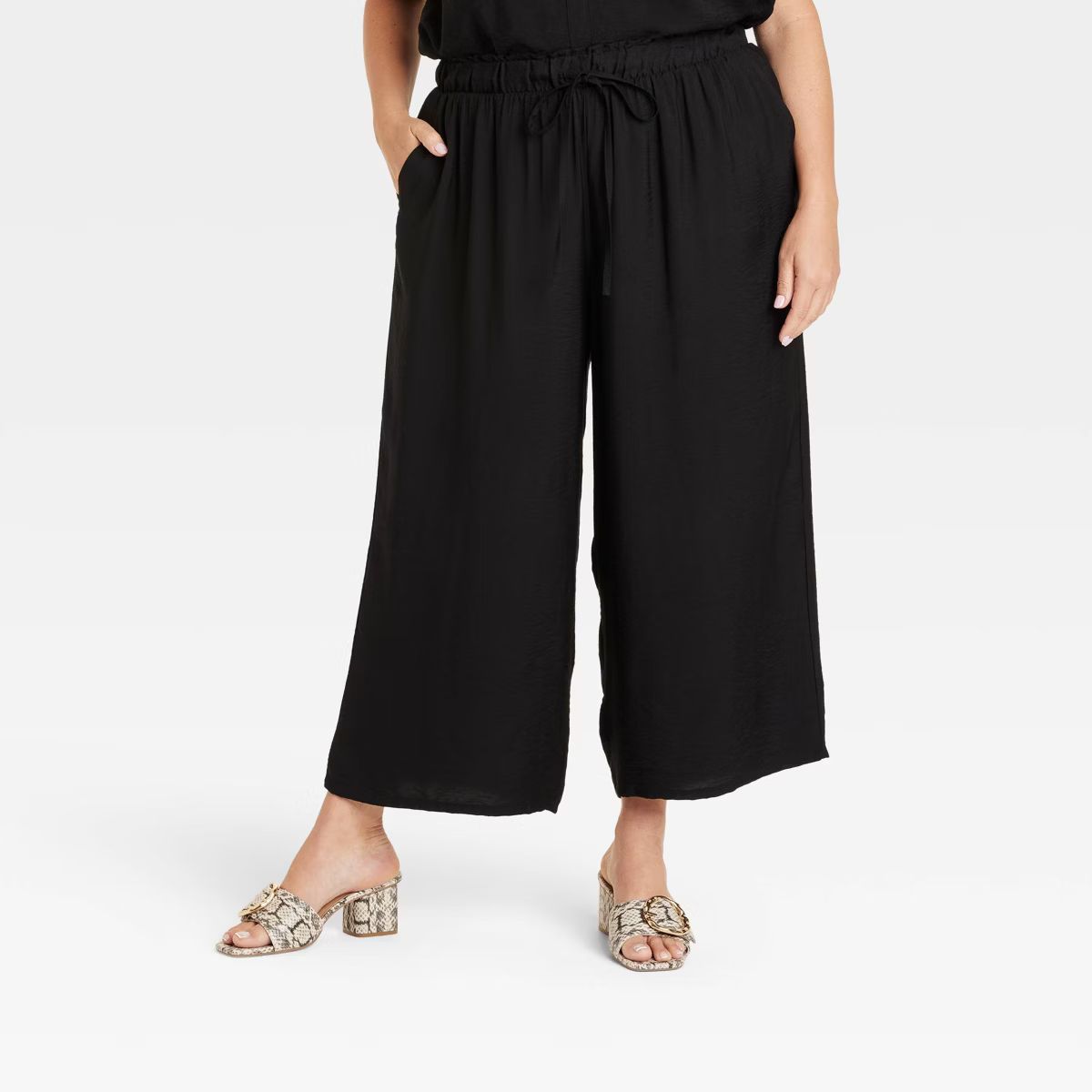 Women's High-Rise Wide Leg Cropped Pull-On Pants - Ava & Viv™ | Target