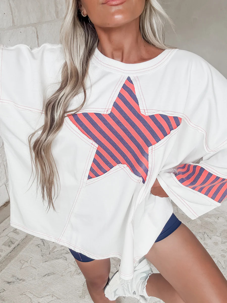 Lost In The Stars Patch Washed Terry Tunic - Ecru | CK Squared Boutique