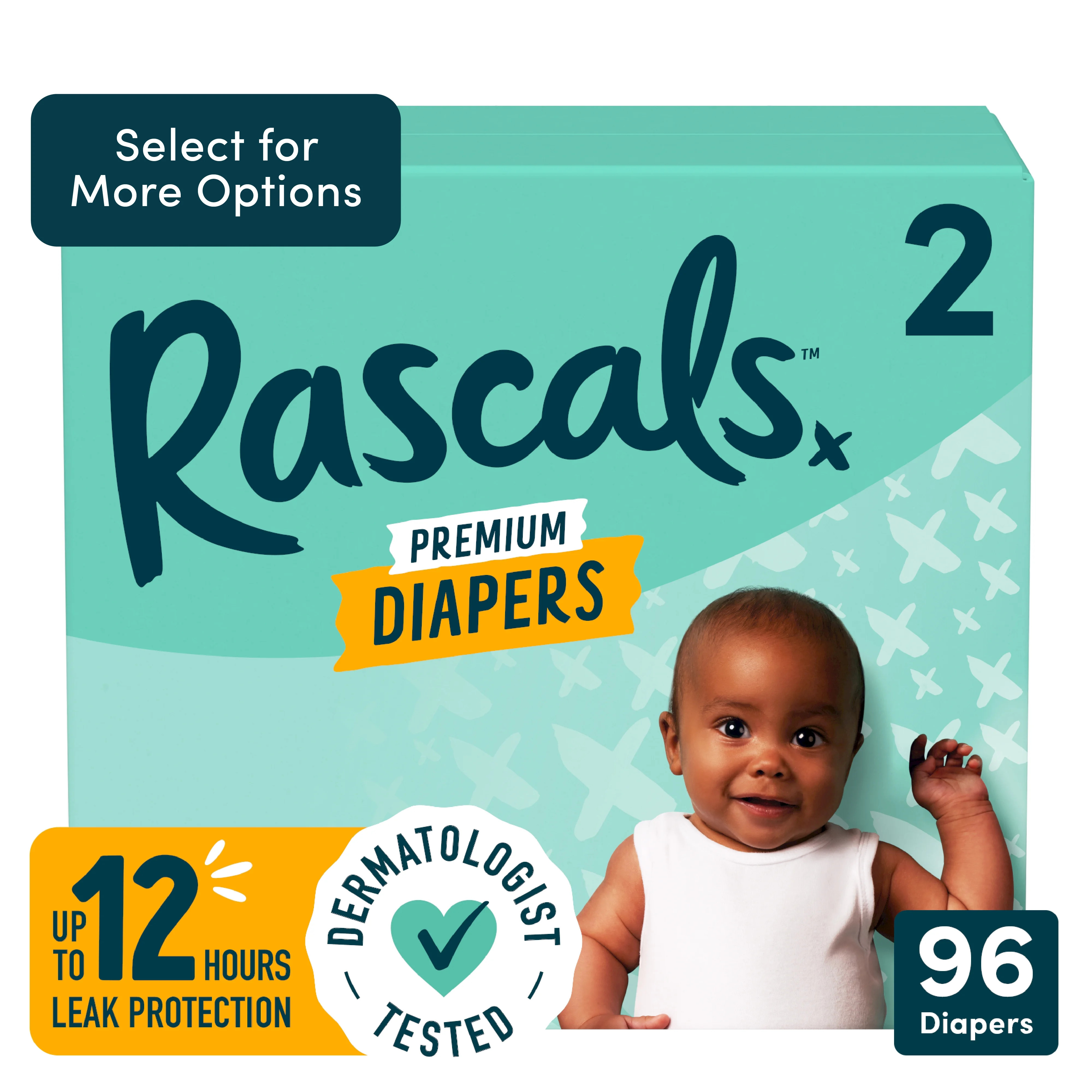 Rascals Premium Absorbent Baby Diapers Size 2, 96 Count (Select for More Options) | Walmart (US)