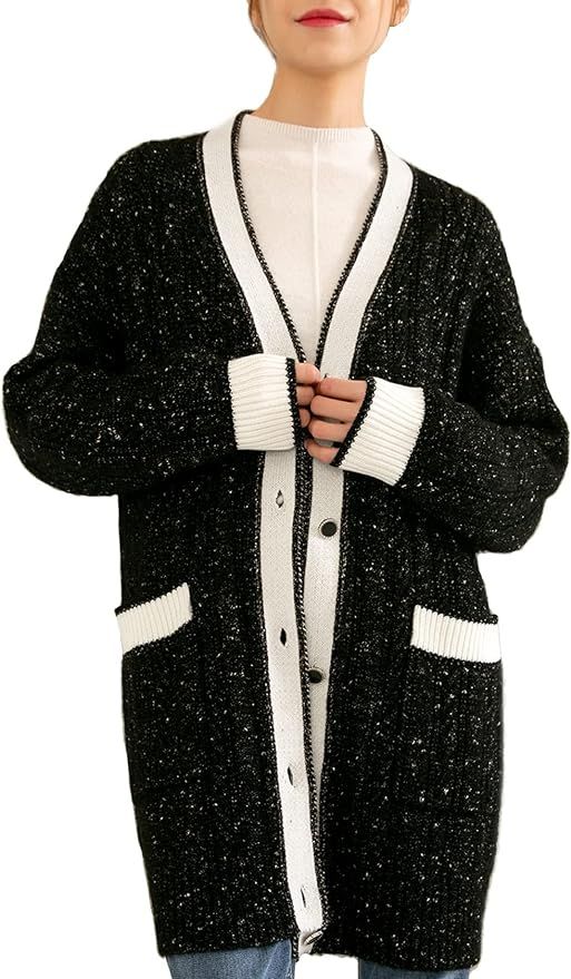 SOPHIA YANG Women Wool Cardigan Sweater Long Button Cardigan Sweaters Loose Outerwear | Amazon (US)