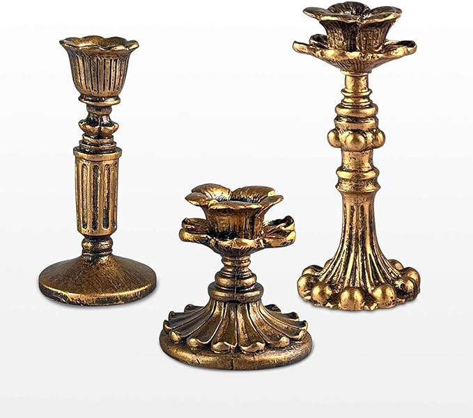 French Nostalgic Floral Resin Candle Holder Antique Bronze/Furniture Decoration/Retro Ornaments C... | Amazon (US)