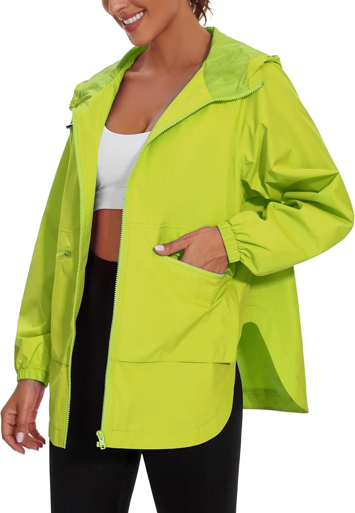 PESION Womens Waterproof Raincoat Lightweight Rain Jacket Trench Coat Hooded Windbreaker With Poc... | Amazon (US)