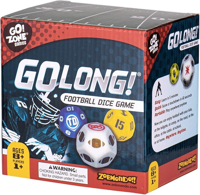 Zobmondo!! GoLong Football Dice Game | for Sports Fans, Families and Kids | Includes Travel Bag f... | Amazon (US)